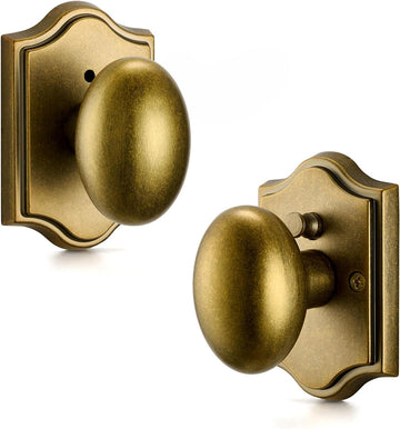 Antique Brass Oval Privacy Door Knob
