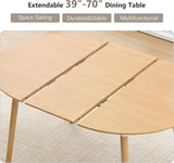 Extendable Round Dining Table for 4 6 Wooden Dining Room Table 39" to 70" Modern Kitchen Table for Dining Room Office