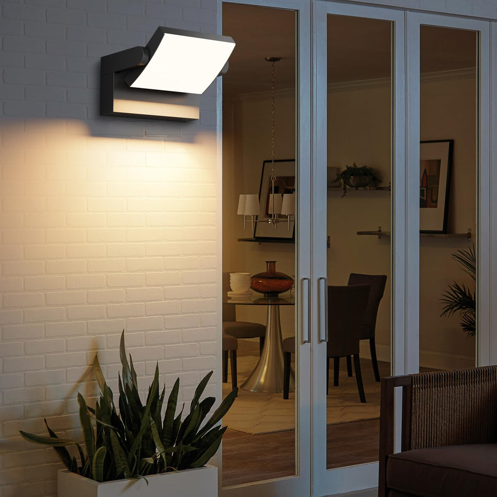 40W Modern LED Outdoor Wall Sconce, Black 3000K Exterior Porch Light