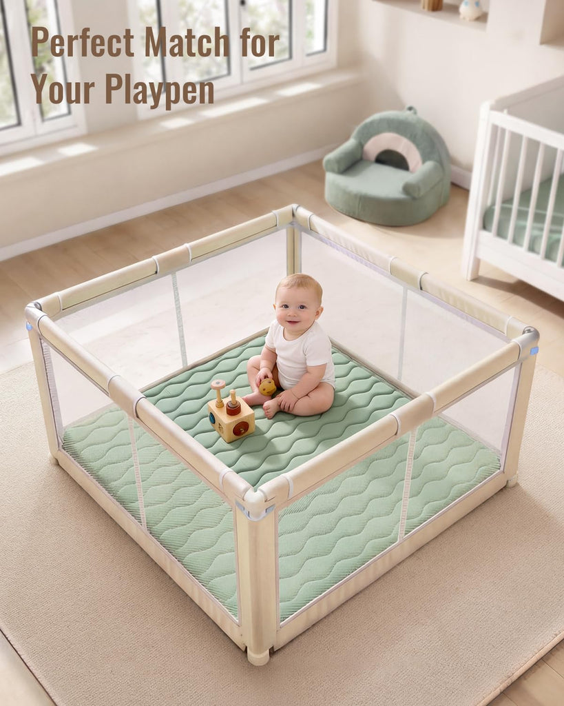 Play Mats for Floor, 50x50 Playpen Mat, Thick Cushioning Padding Foam Playmat for Baby and Toddlers Infants, Non-Slip