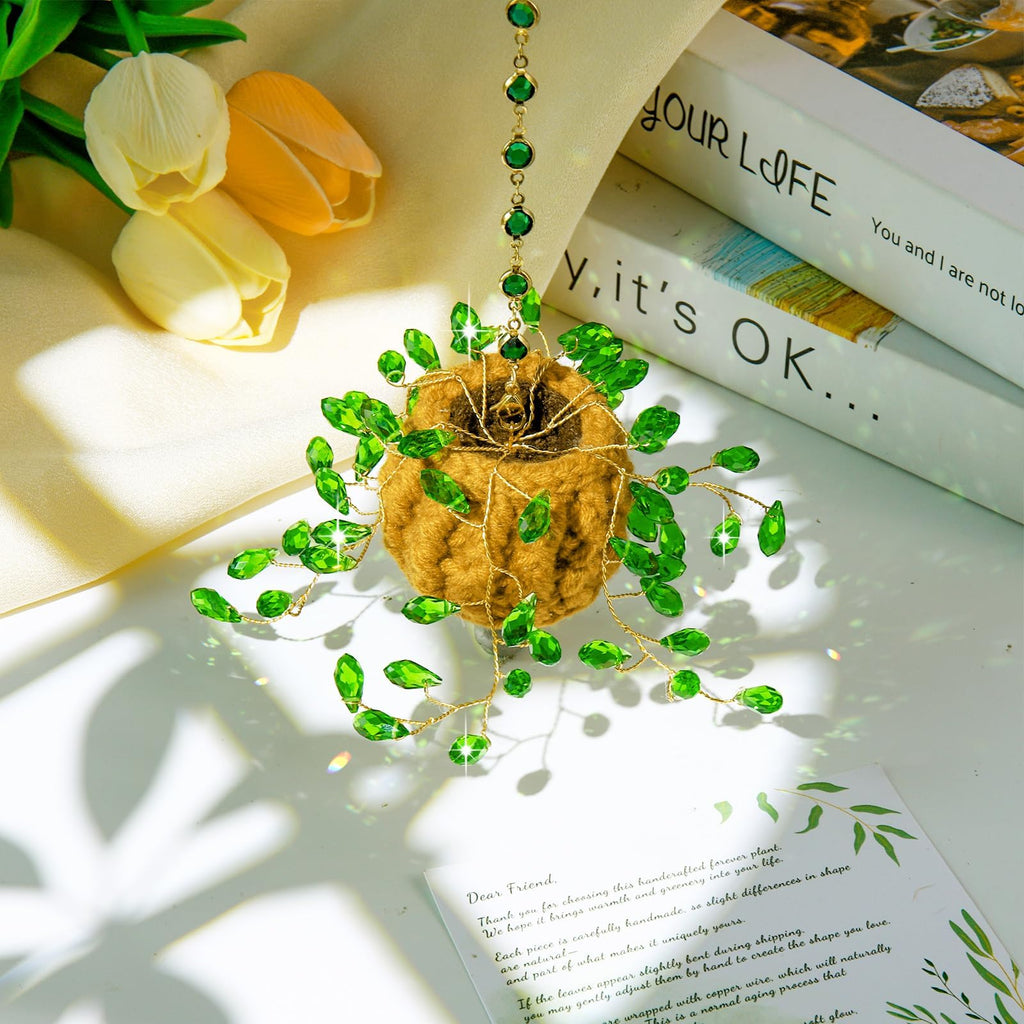 Beaded Plant Kit Suncatcher Succulent Beaded Succulent Gifts for Plant Lovers, Plant Sun Catcher for Window Hanging