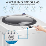 Portable Washing Machine, 8Lbs Capacity Full-automatic Washer with 6 Wash Programs, LED Display, 3 Water Levels