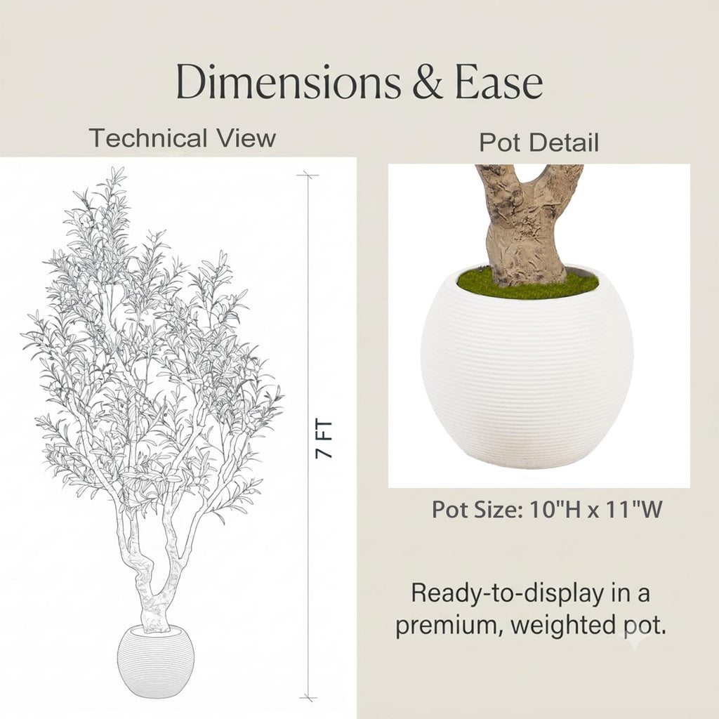 Olive Tree with White Pot - 7FT Faux Olive Tree Decor