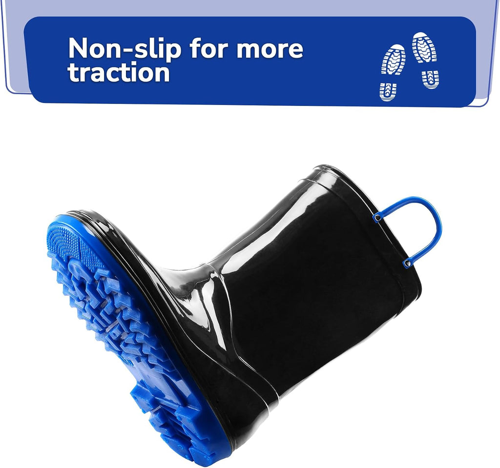 Girls Boys Rain Boots Waterproof Boots with Easy on Handles