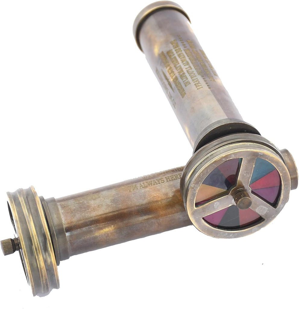 Handmade Brass Kaleidoscope - Vintage Look - Antique Finish - Kaleidoscope for Kids Friends Family Children - 3D