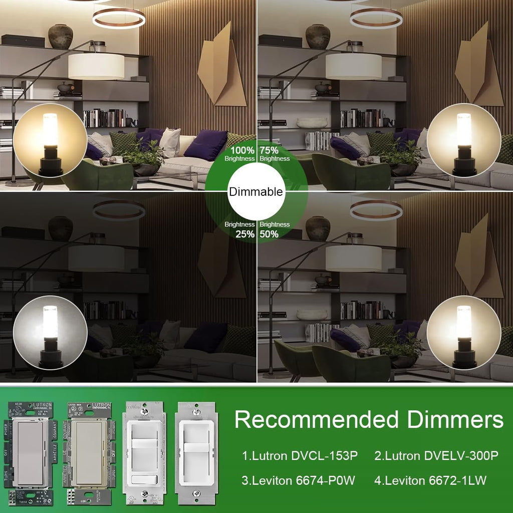 Dimmable G9 LED Bulbs, Bi Pin Base, 3000K Warm White