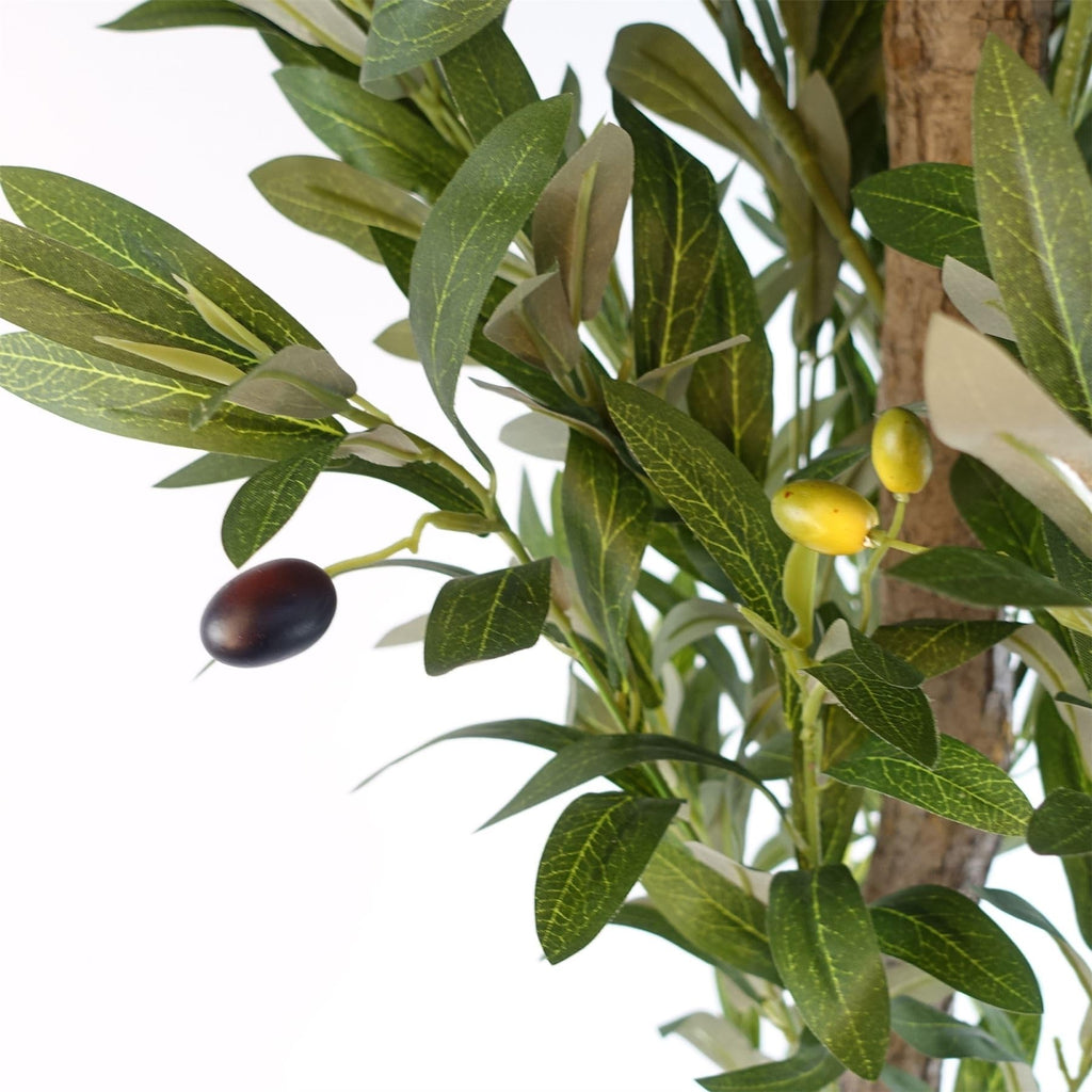 Design UK Black Plastic Pot, 120cm Artificial Natural Look Olive Tree with Wooden Trunk