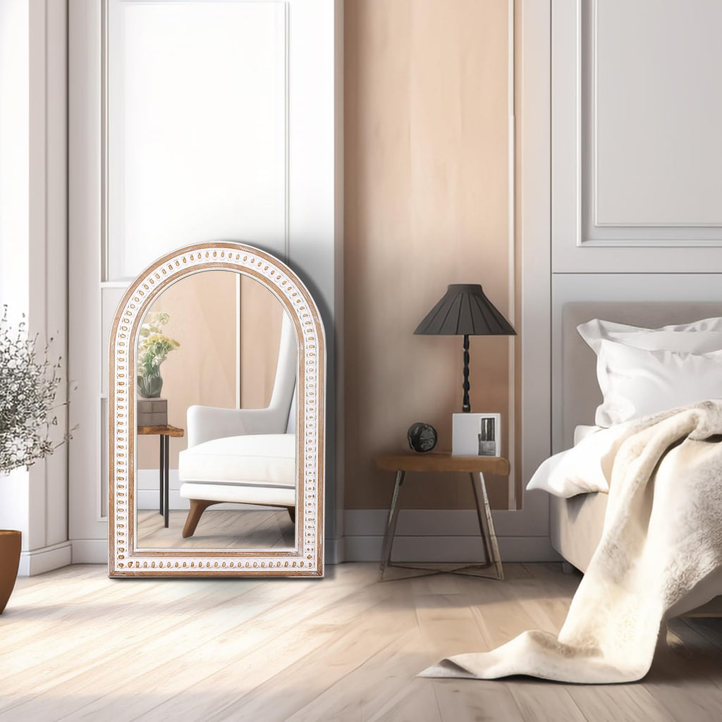 36x24 Inch Arched Wall Mirror, Rustic Farmhouse Arch Mirror