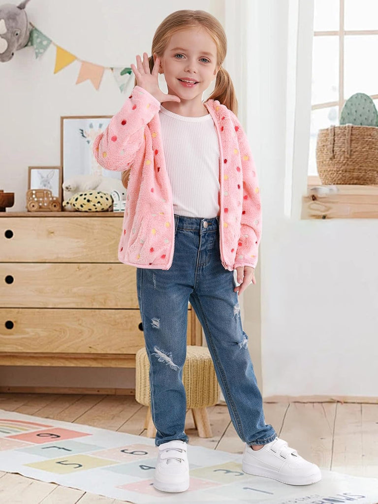 Toddler Baby Girl Fleece Jackets Fall Clothes Hooded Zip Fuzzy Coats