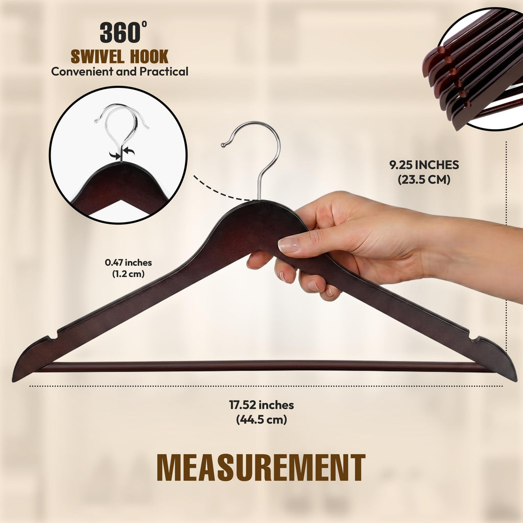 Wooden Hangers 30 Pack - Slim Suit Hangers Brown