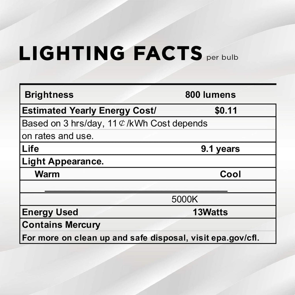 E26 Standard Screw Base 13W Spiral CFL Light Bulb Daylight