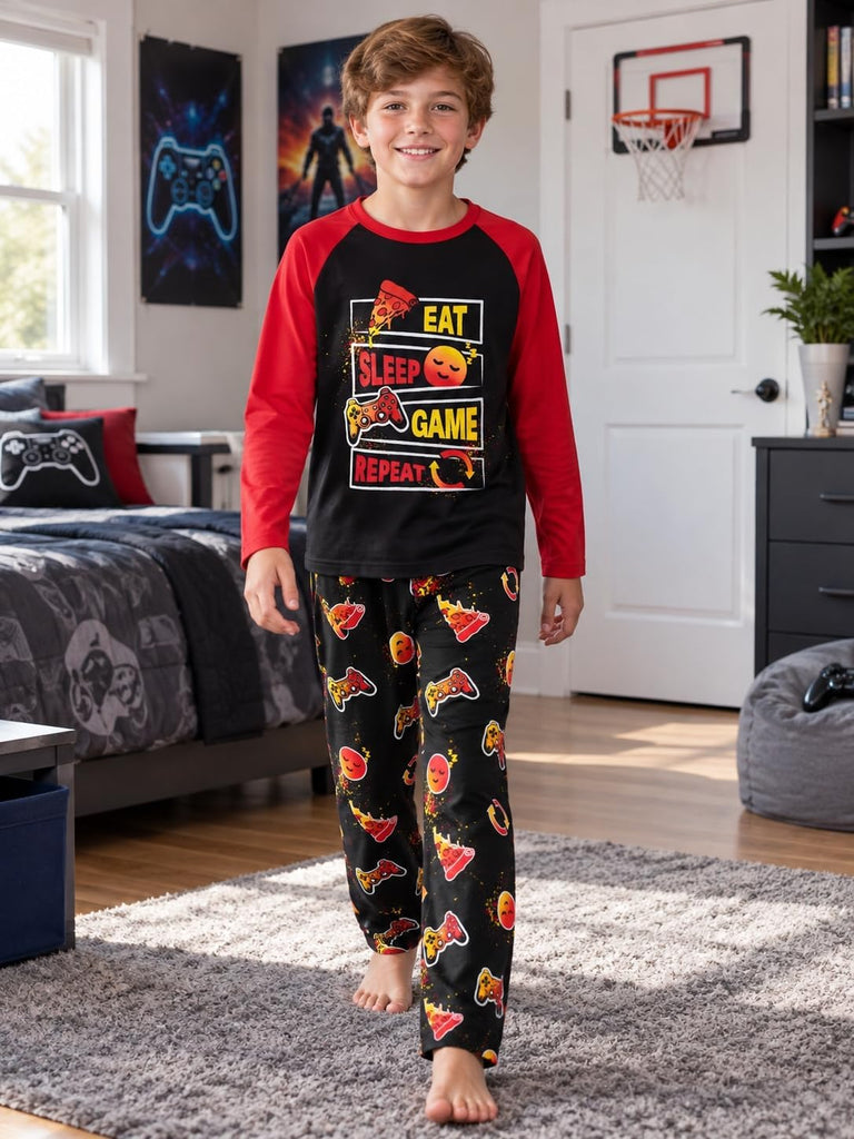 Boys Trendy Graphic Long Sleeves & Pants Winter Pajamas