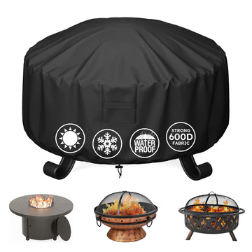 Fire Pit Cover Round 48" Dia x 24" H, Heavy Duty 600D Waterproof