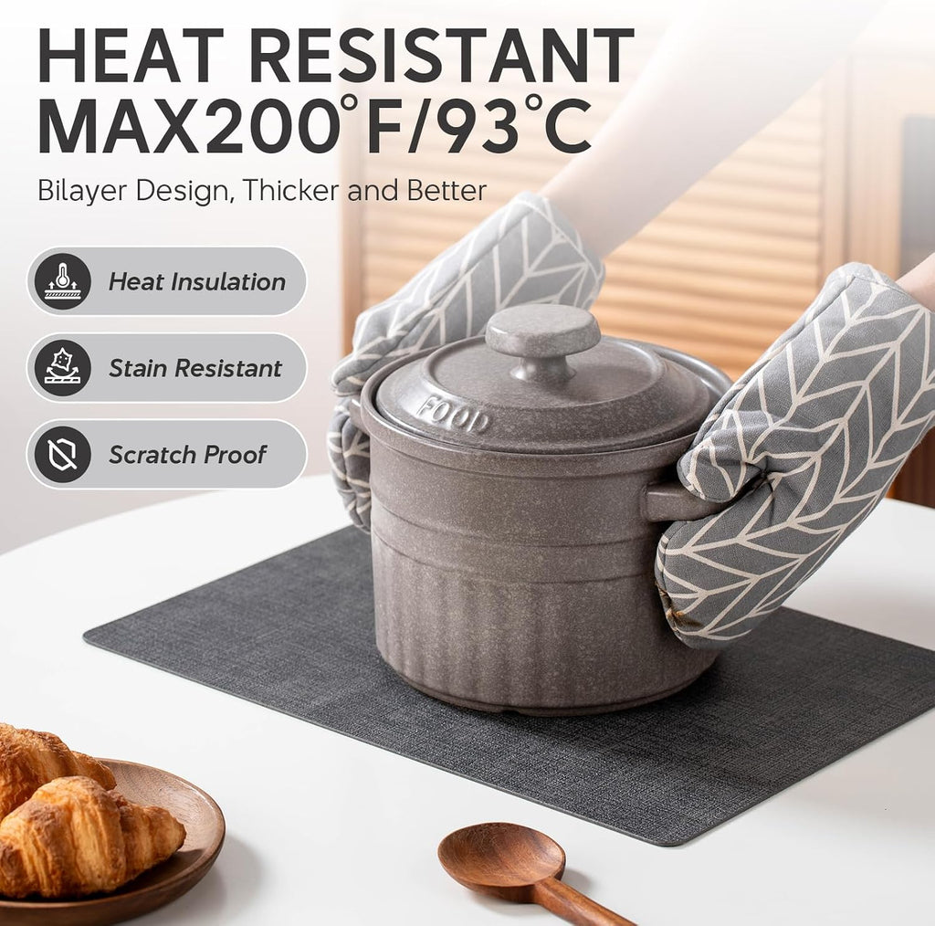 Vinyl Placemats - Faux Leather 100% Waterproof Oil-Proof Wipeable PU Place Mats, Heat Resistant Reversible - Set of 4