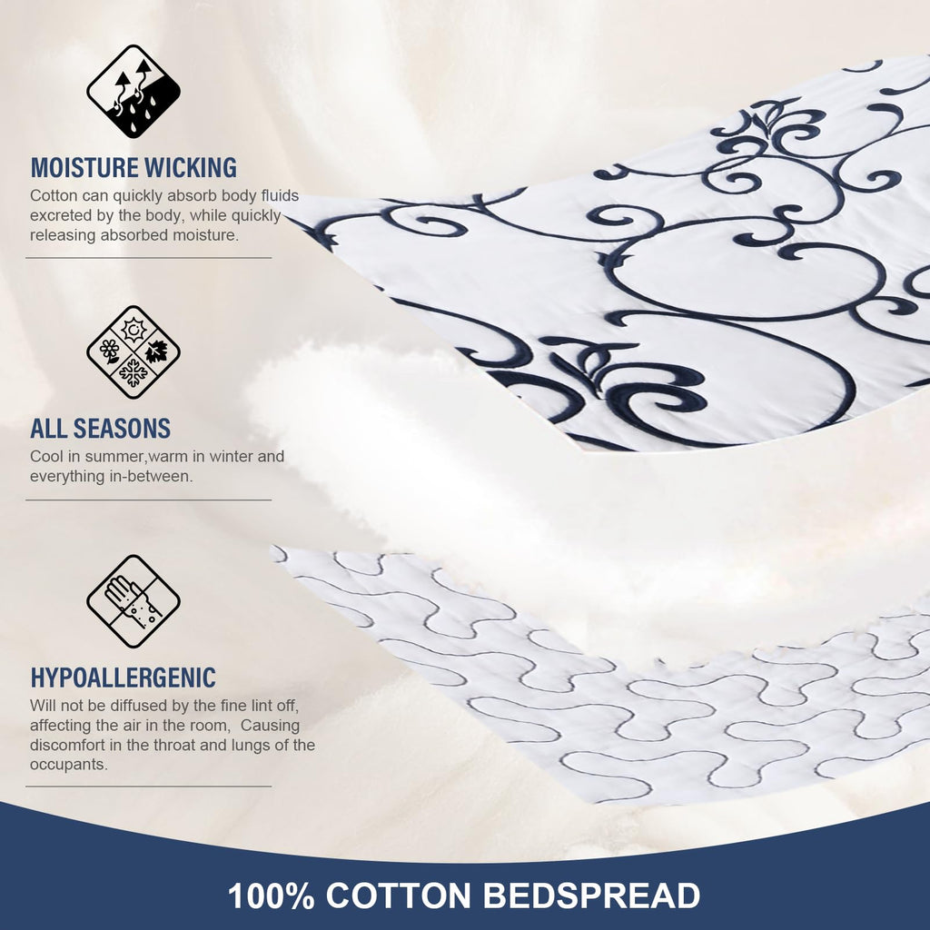 100% Cotton 120x120, Navy White