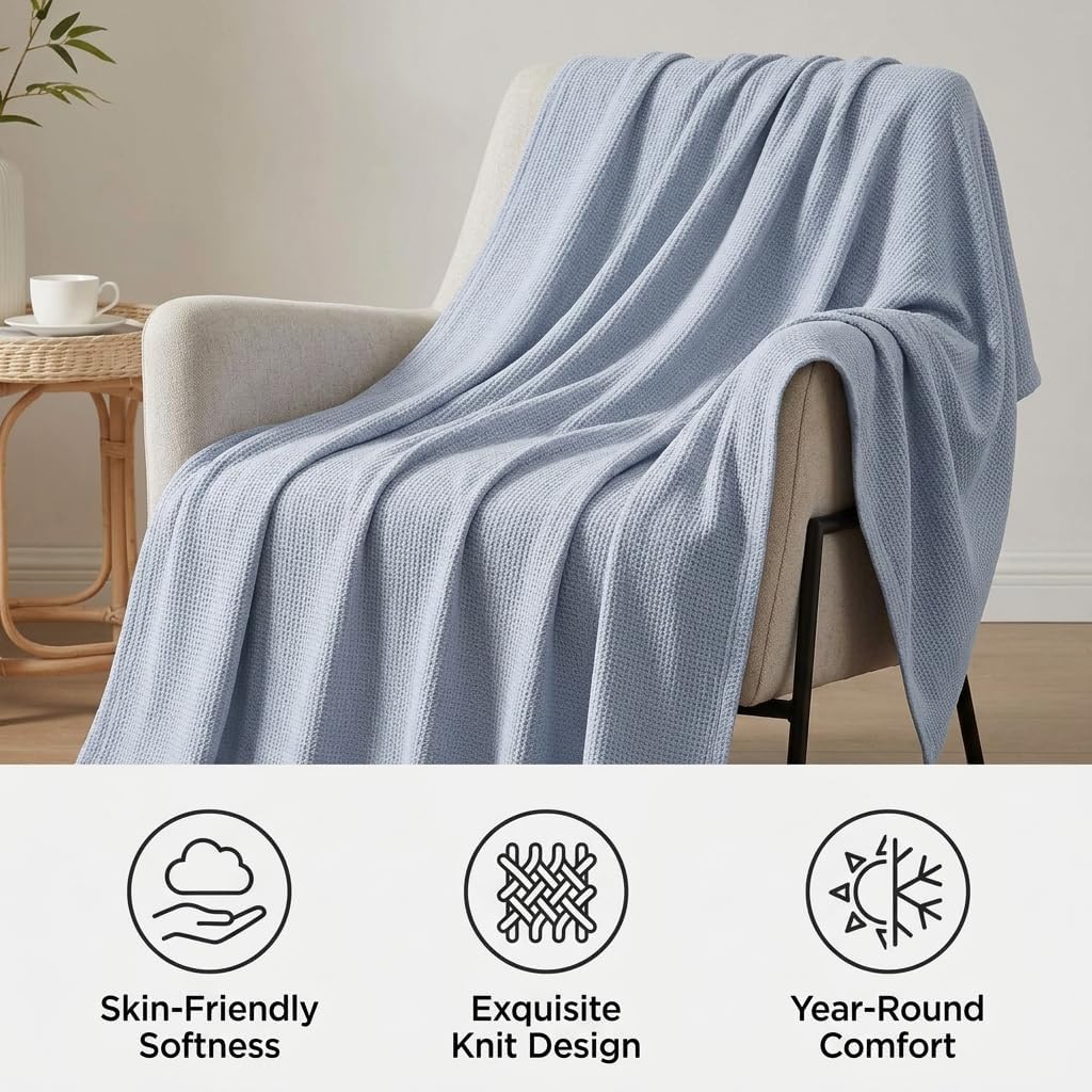 Breathable Bamboo Rayon Summer Blanket, Ultra Soft Cooling Bed Cover for Hot Sleepers, Lightweight Plush Bedding for
