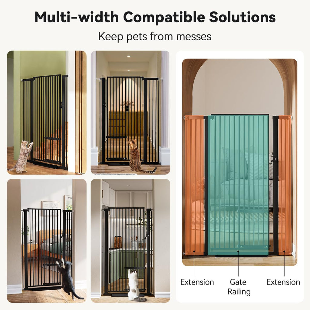 55.1" Extra Tall Pet Gate, 29.5-40.6" Wide with Adjustable Cat Door