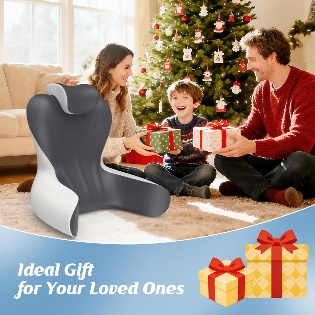 22" XL Reading Pillow Sitting in Bed,Back Support & Armrests(Grey & White) | OEKO-TEX,Back Rest & Lumbar Support