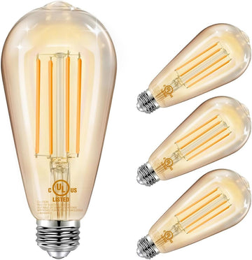 4 Pack Vintage LED Edison Bulbs, E26 Led Bulb 60W Equivalent, Dimmable Led Light Bulbs, High Brightness 800 LM Amber