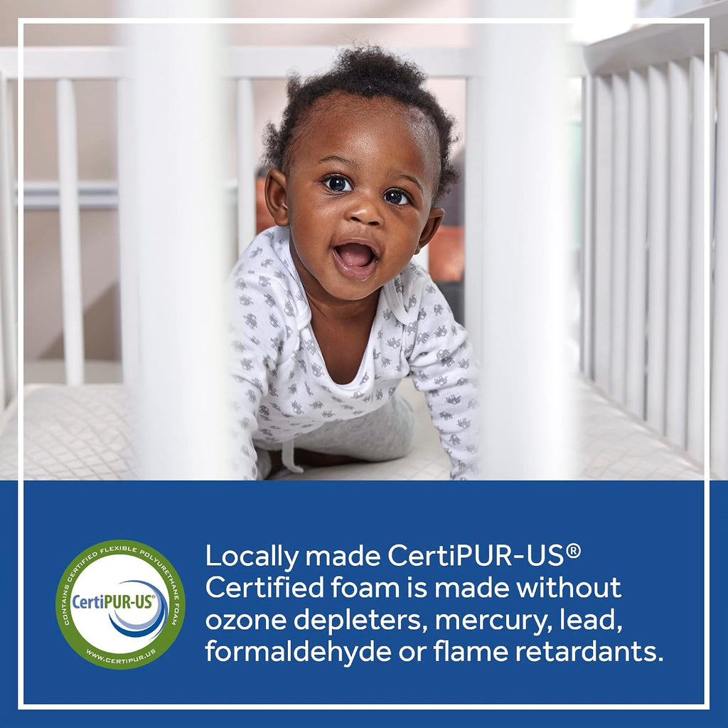 2 Cool 2 Stage Breathable Crib Mattress GREENGUARD Gold Certified, Made in USA, Premium Extra Firm Cooling Foam