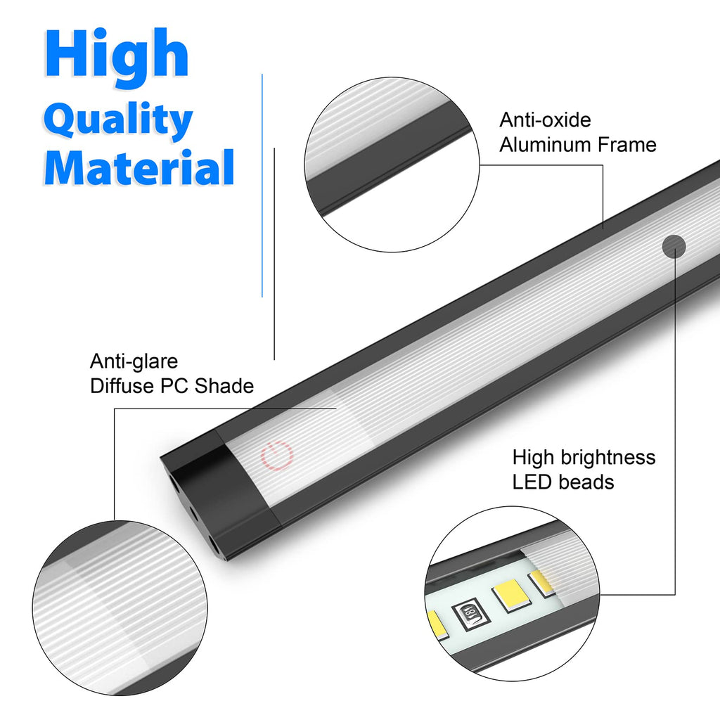 12" Under Cabinet Lights Touch Activated Aluminum Light Bar