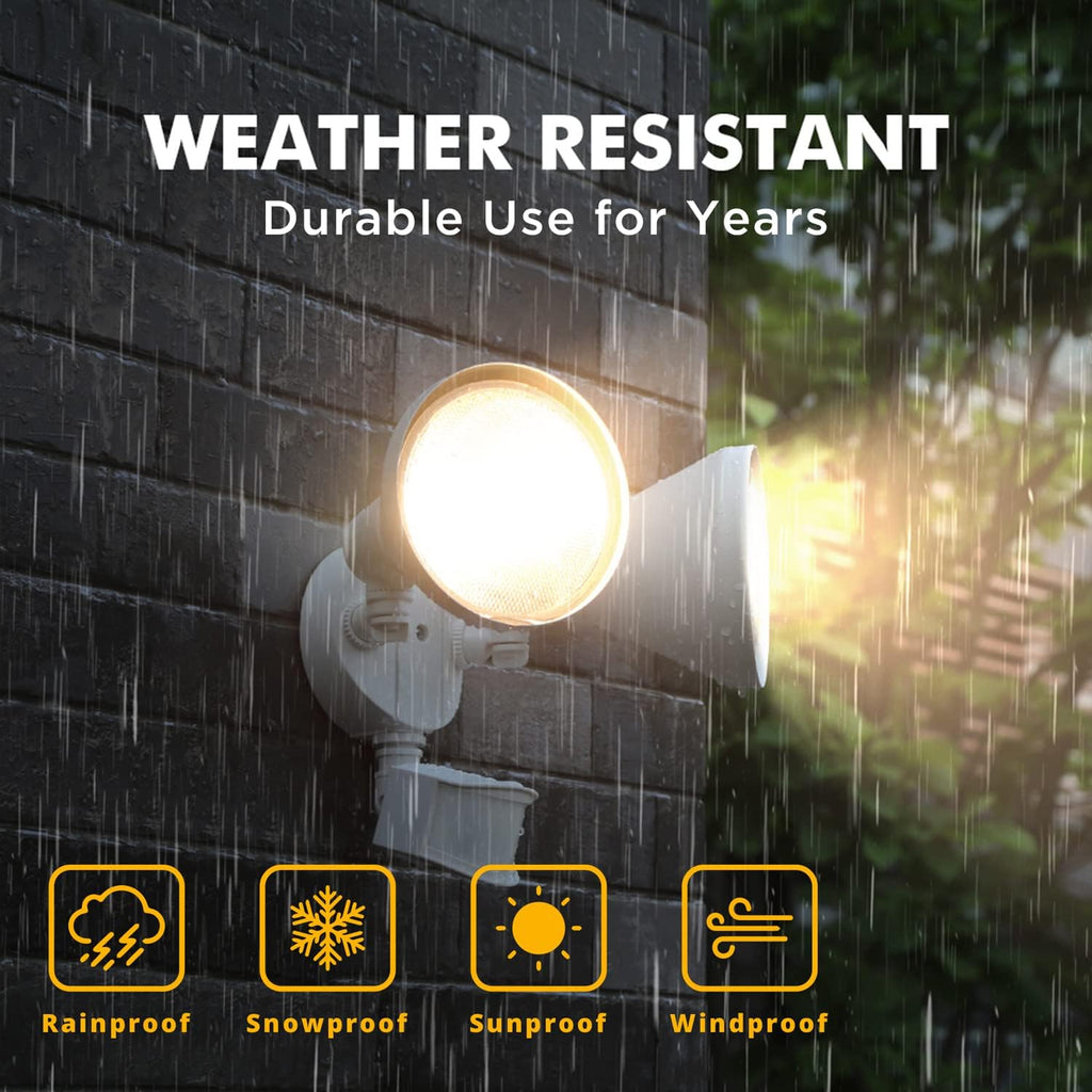 180-Degree 2-Head Motion-Activated Flood Light 300 Watt Halogen Motion Activated Integrated Dual-Head Floodlight