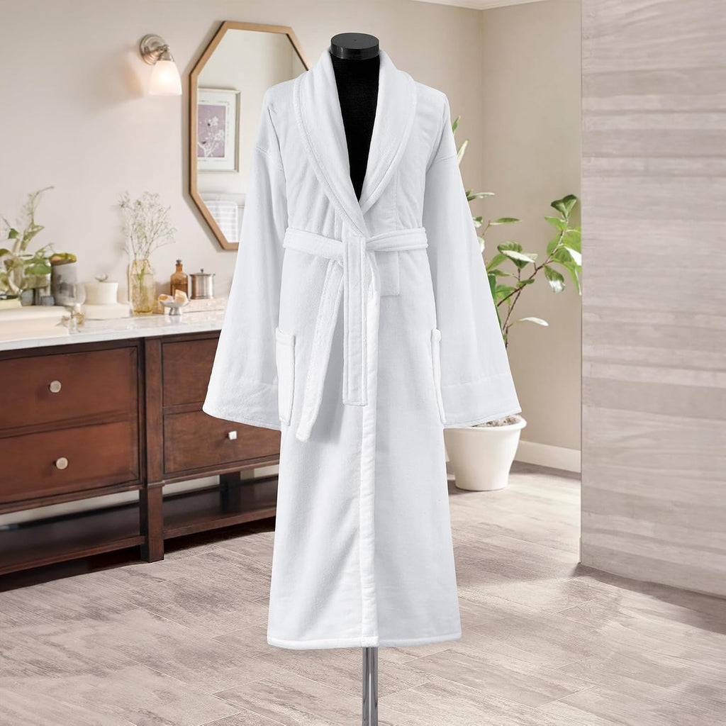 Unisex Luxury Plush Velour Premium Cotton Bathrobe - Ultra Soft And Absorbent Long Robe