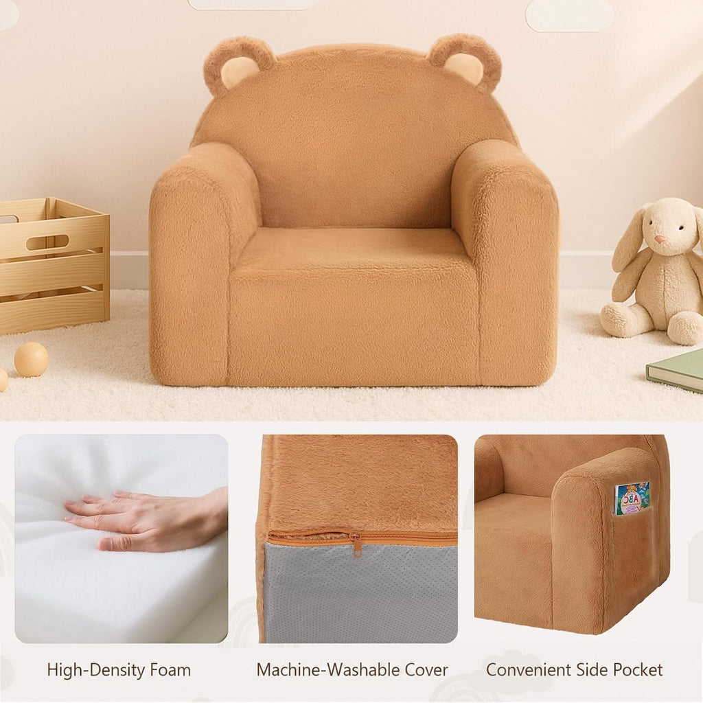 Toddler Chairs Comfy, Brown Bear Kids Couch for Ages 1-6