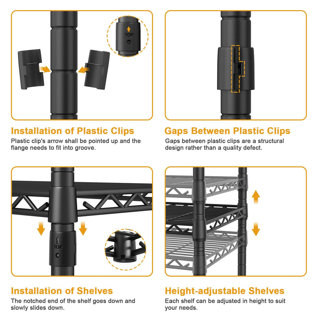 E17 Heavy-Duty Clothes Rack with 2 Expandable Hanging Rods, Black
