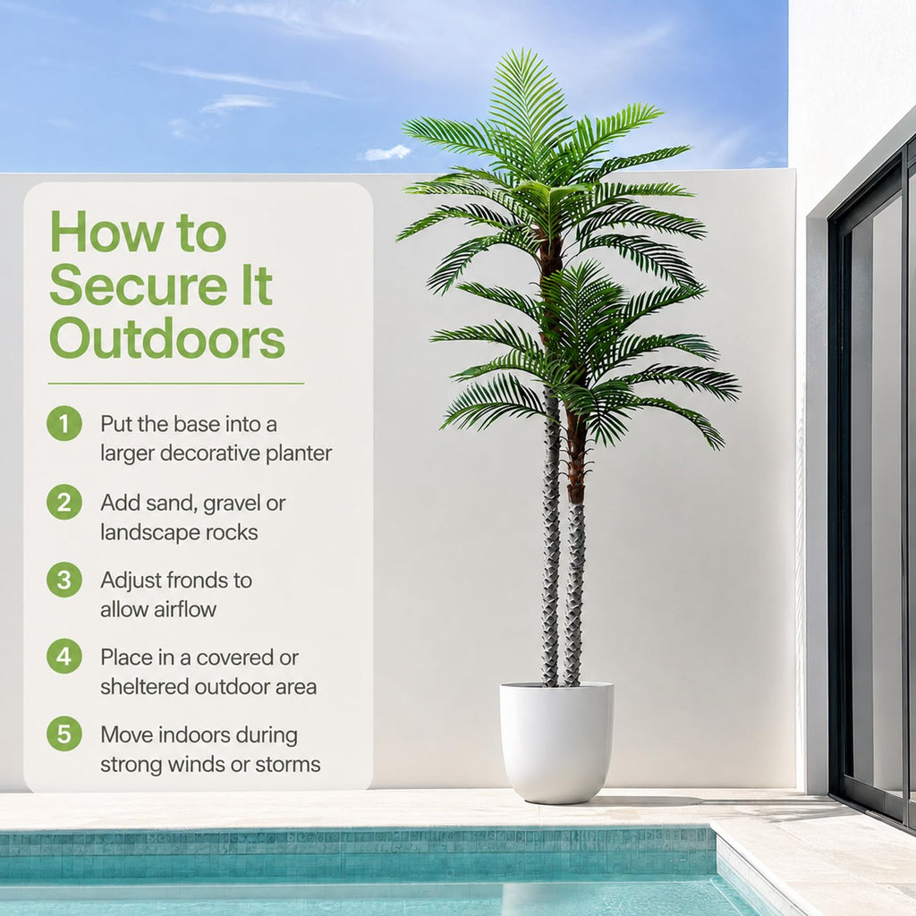 10ft Tall UV Resistant Faux Palm Tree, 120in Artificial Palm Tree Indoor Outdoor with Real Bark and Realistic Leaves