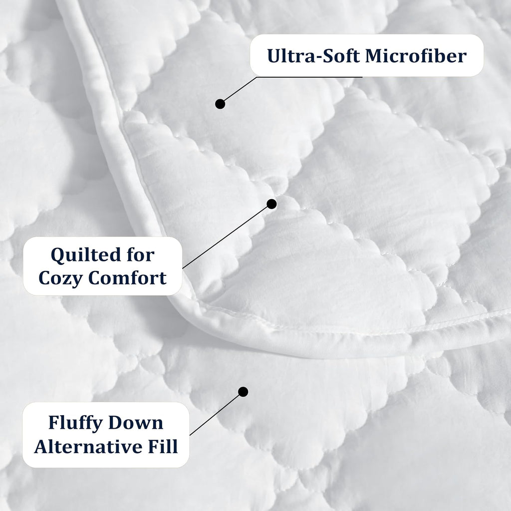 Toddler Quilt 39x47, Microfiber Baby Quilt for Crib, White