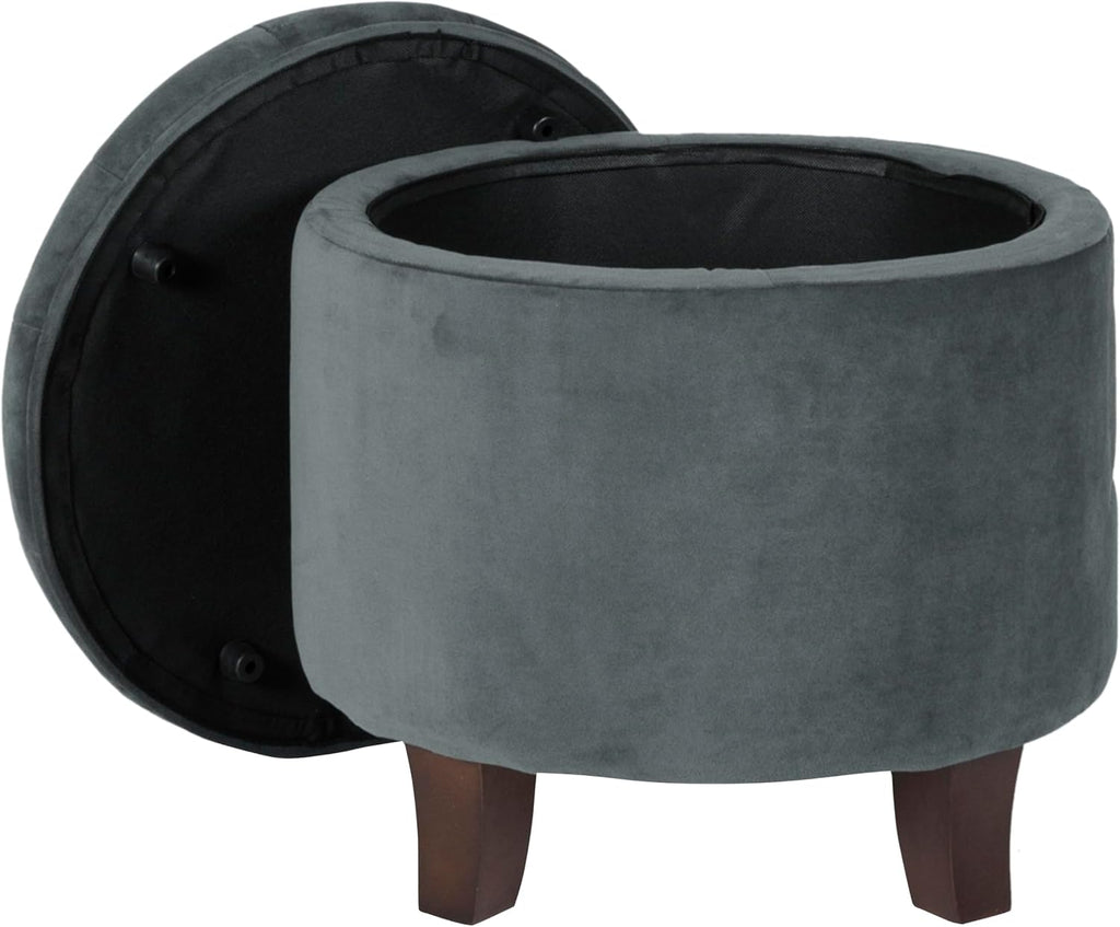 Home Decor | Upholstered Round Velvet Tufted Foot Rest Ottoman | Ottoman with Storage | Decorative Home Furniture