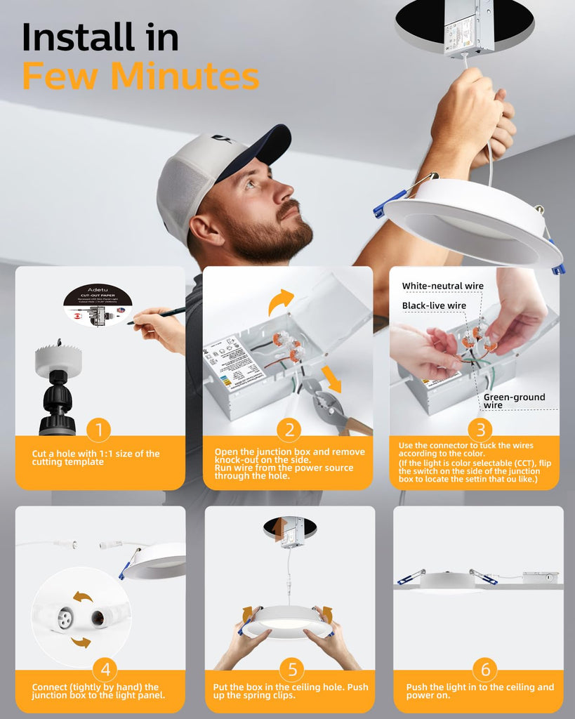 12 Pack 4 Inch Anti-Glare LED Downlight, Dimmable Ceiling Light,Round