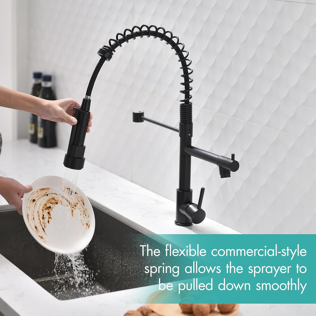 Kitchen Faucets with Pull Down Sprayer,Matte Black Single Handle | Single Hole,Lead-Free,Rv Kitchen Faucet for