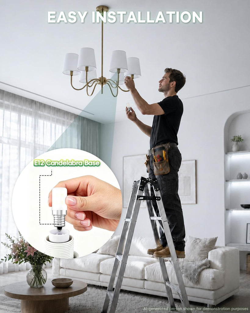 E12 Dryer LED Light Bulb for Dryer Drum and Specific 120V S6 Water Dispenser Light Bulb WE05X20431 22002263