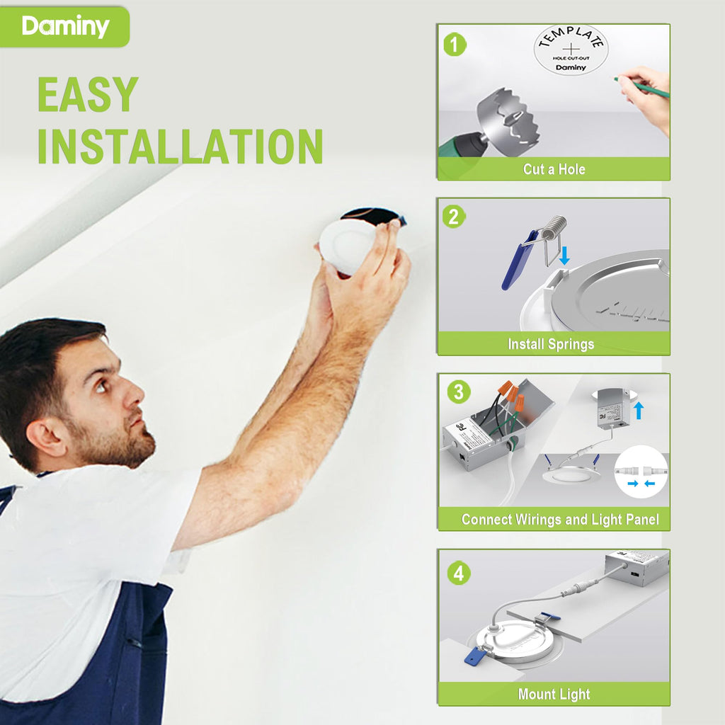 12 Pack 4 Inch LED Recessed Lighting, Canless Wafer Downlight