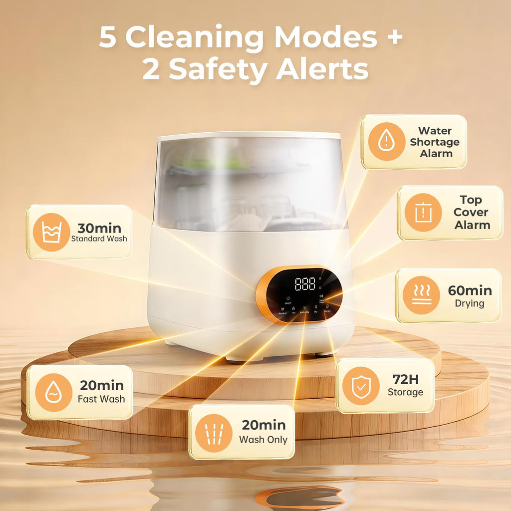 Baby Bottle Washer Steam Dryer: All in One Cleaning Machine for Bottles Pump Parts & Baby Essentials Replaces Hand