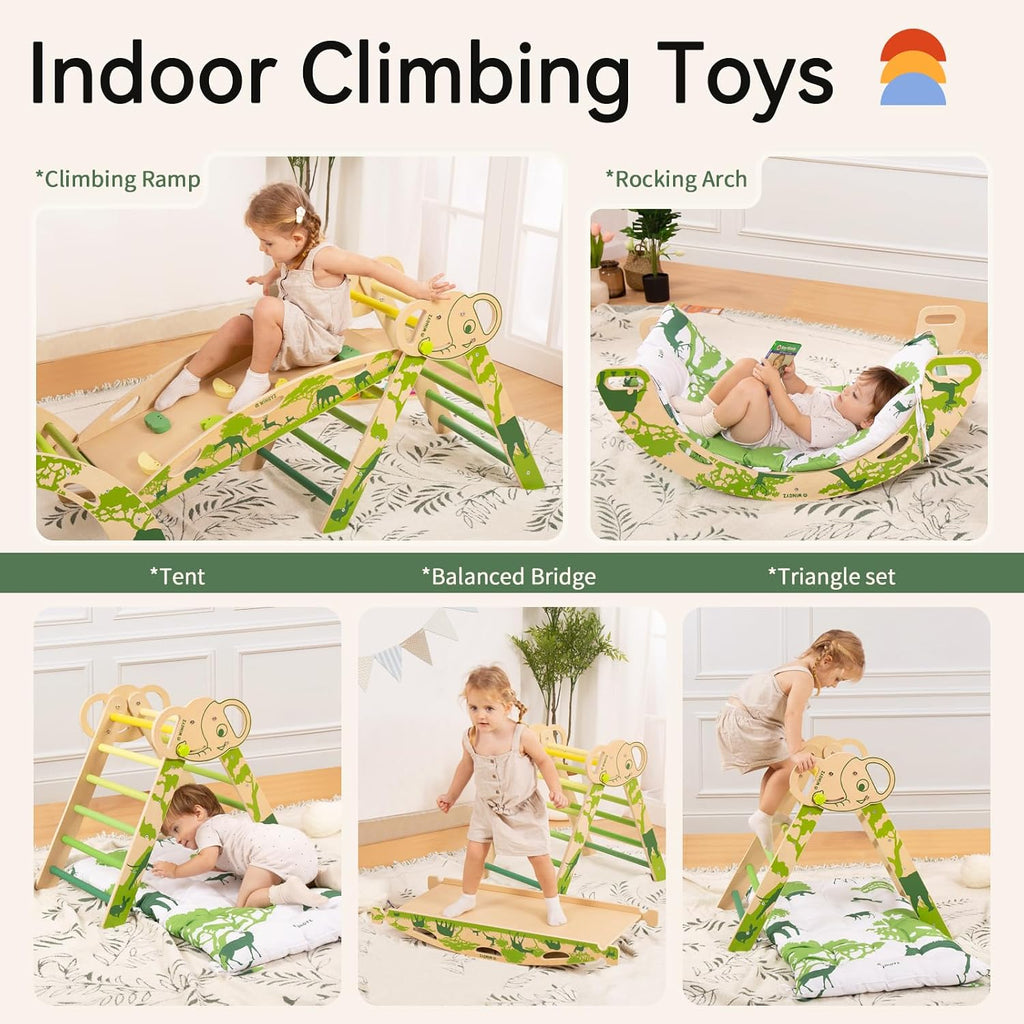 Triangle Set, Montessori in-1 Climbing Set with Cushion