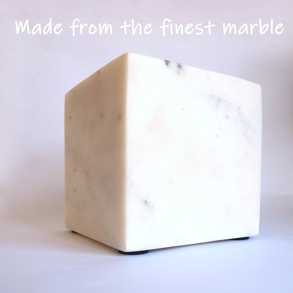 Marble Bookends Handcrafted Heavy Marble Cube Square Bookshelf Decor Set of 2 Decorative Bookends Book Stoppers with