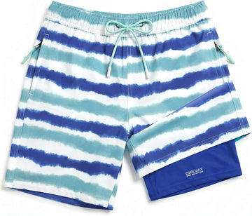 Boys Swim Trunks with Compression Liner, Quick Dry Swim Shorts