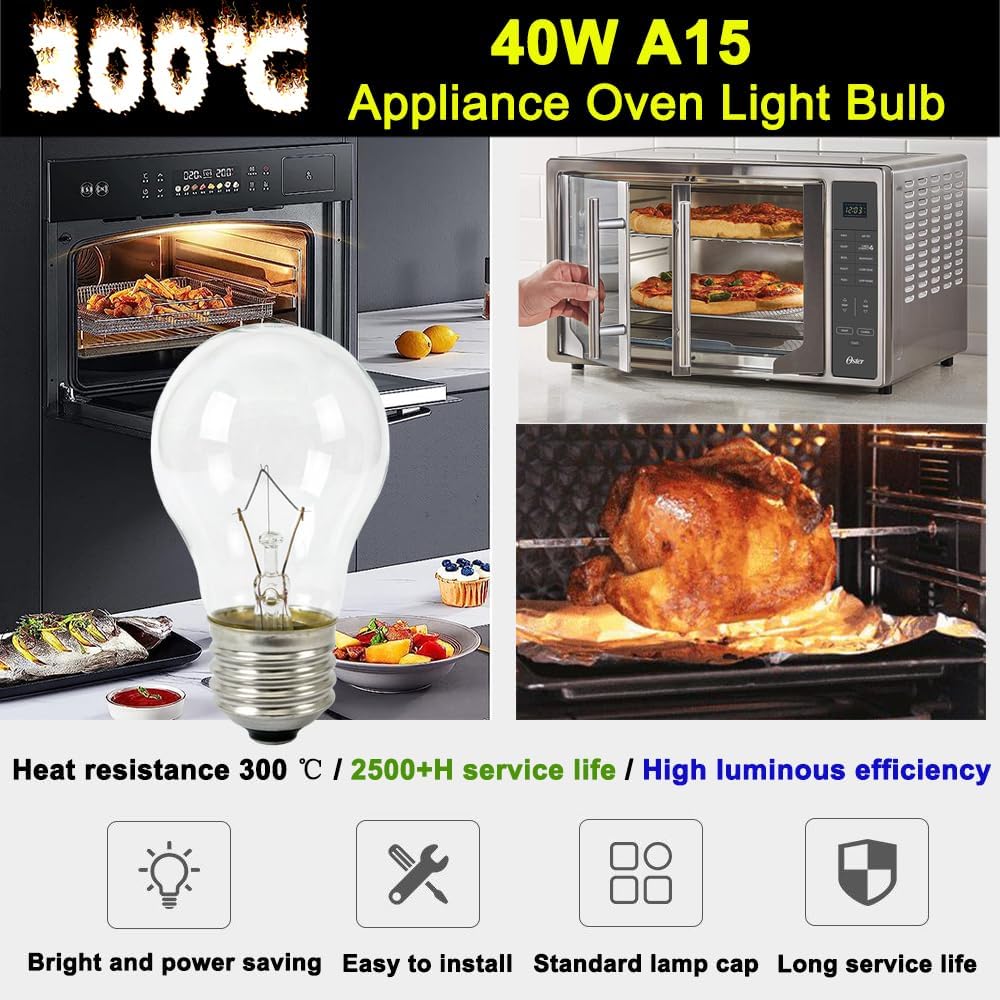 Appliance Oven Light Bulb 40W A15 E26 Lava Lamp Bulb,4 Pack