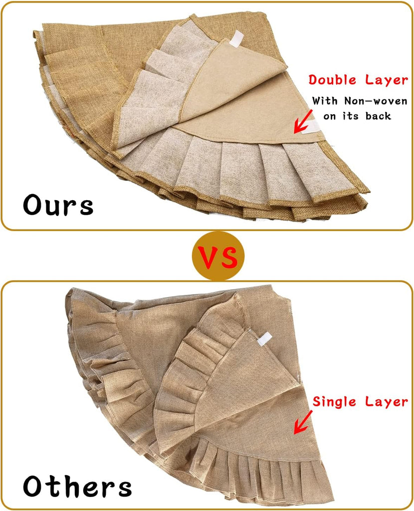Christmas Tree Skirt Linen Burlap Tree Skirt with Ruffled Border Rustic Christmas Burlap Tree Skrit Holiday