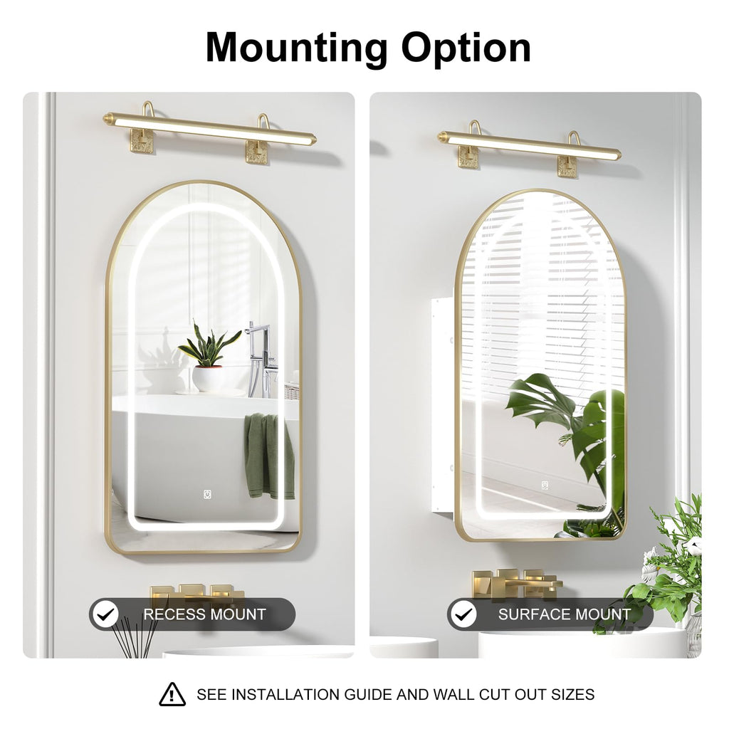 Recessed Medicine Cabinet, Arched Medicine Cabinet with Lights