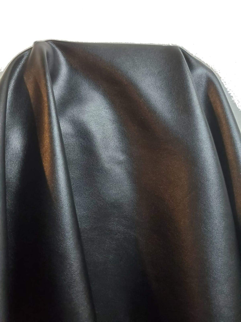 TM | Black Think Stretch Garment Super Soft Faux Vegan Leather PU (Peta Approved Vegan) | 1 Yard (36 ix 54 inch) Cut