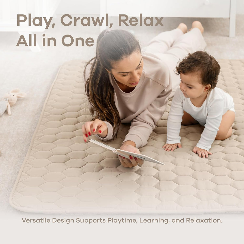 Square Kids Play Mat 56 x 56in Baby Floor Mat - Sand
