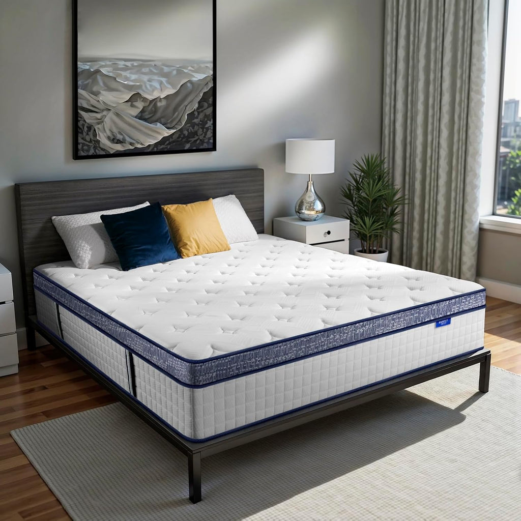 King Size Mattress, 12 Inch Hybrid King Mattress in a Box, Memory Foam Individual Pocket Springs, Medium Firm