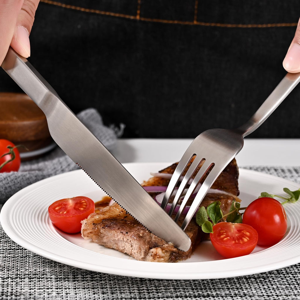 Matte Silver 20-Piece Forged Flatware Set for 4, 18/10 Stainless Steel