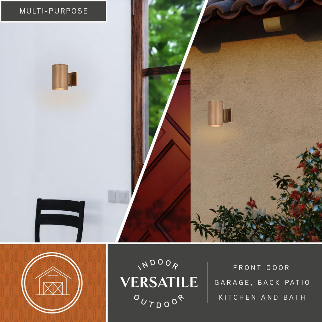 Chiasso 1-Light Brass Contemporary Outdoor Wall Sconce, 7.25 in. H