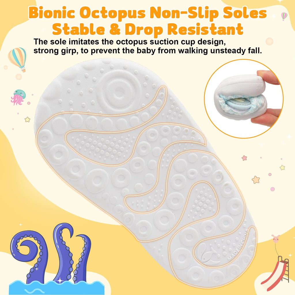 Wide Baby Walking Shoes Barefoot Infant Shoes Baby Sneakers Newborn Crib Shoe Flexible Lightweight Blue White