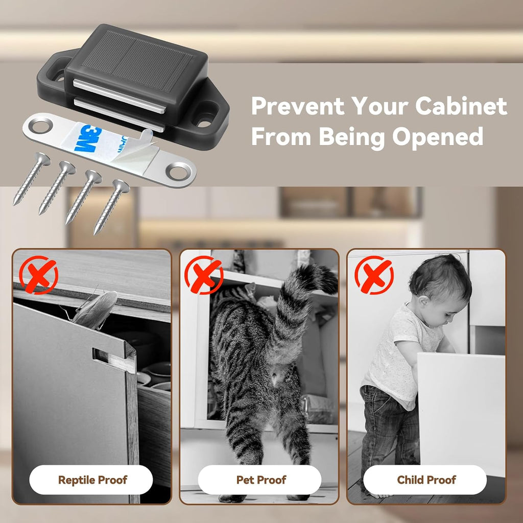 Cabinet Magnetic Catch Door Latch 30LB Drawer Magnets to Stay Closed Magnetic Catch Closet for Drawer（Black 6 Pack）